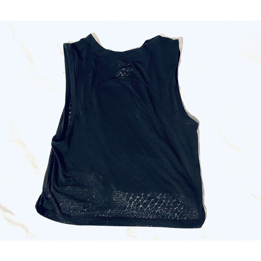 Lululemon Womens  Black Athletic Yoga Workout Tank Top Mesh Medium Tie Back